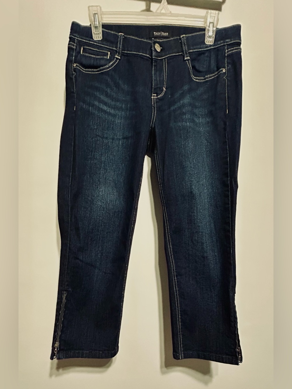 White House Black Market Dark Blue Slim Capri with Ankle Zips